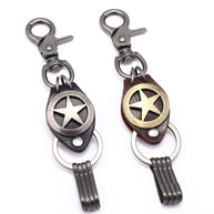 Custom Star Keychain | Punk Car Charm | Vintage Leather