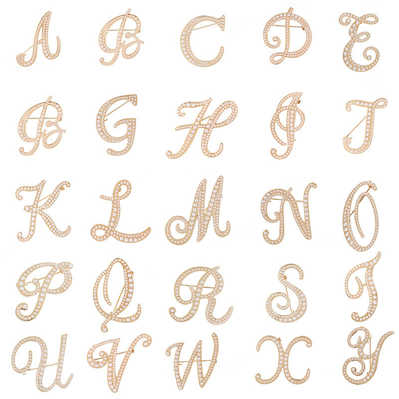 Korean Style  (A-Z) Alphabet Brooch JYYX001