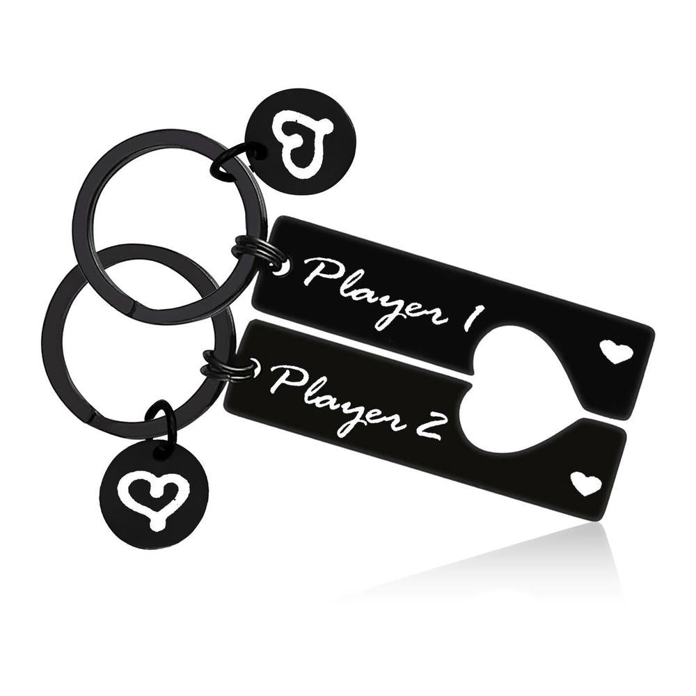 Flower Puzzle Keychain | Heart Set | Engrave Steel Gift