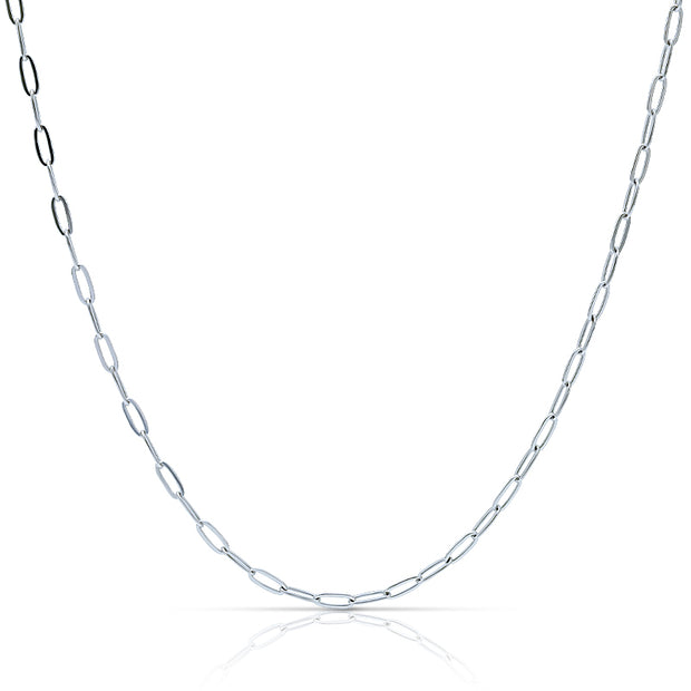 Silver Paperclip Chain Necklace JX0194L