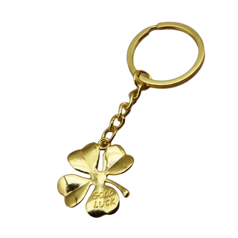 Four Leaf Clover Keychain | Minimalist Lucky Metal Charm