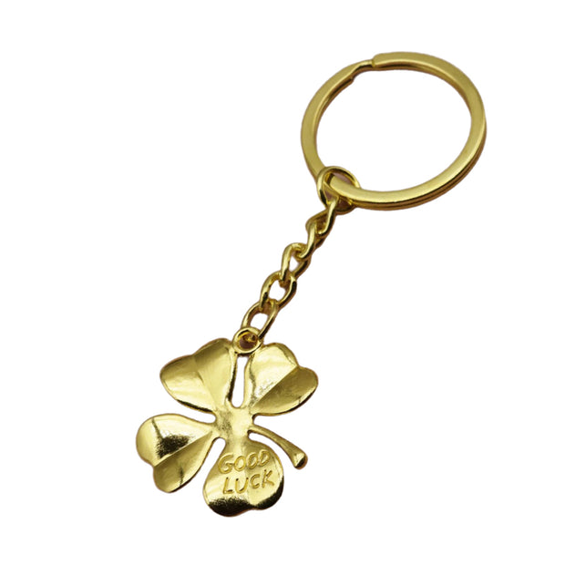 Four Leaf Clover Keychain | Minimalist Lucky Metal Charm