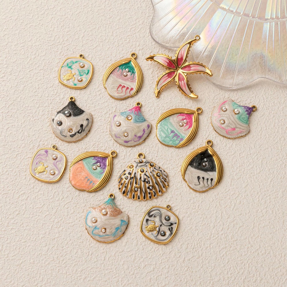Fashion Ocean Animal Pendant Steel 18K Gold Plated JX252504GK