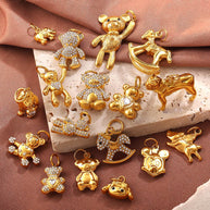 Cute Animal Charm Set Steel 18K Gold Plated DIY Versatile