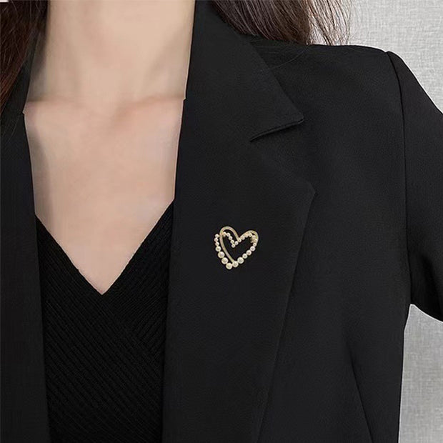 Unique Pearl Double Heart Brooch JZQ001P