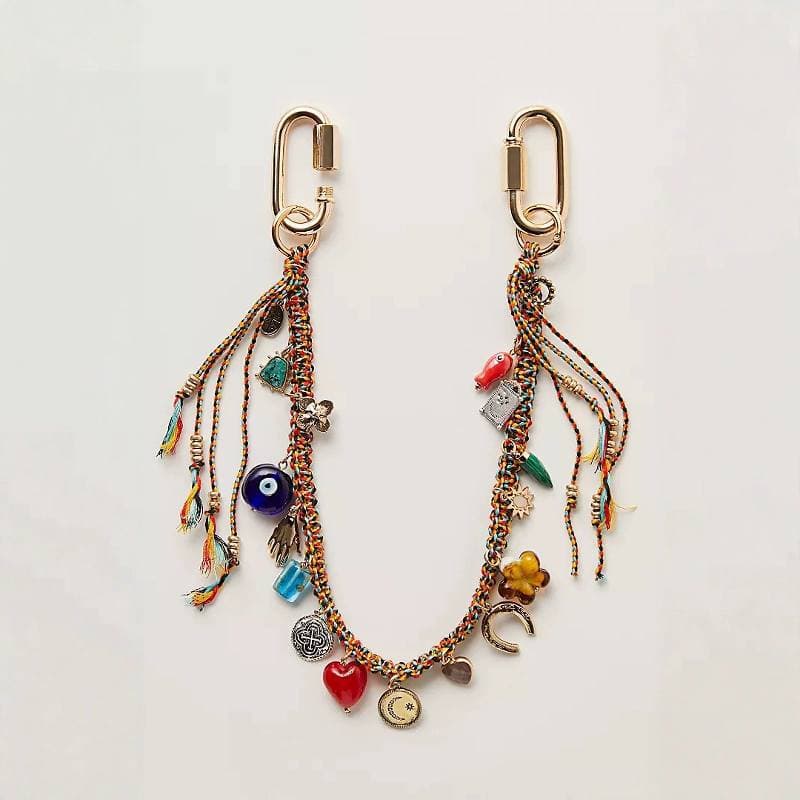 Trendy Evil Eye Braided Rope Bagpack Charm JJL3541