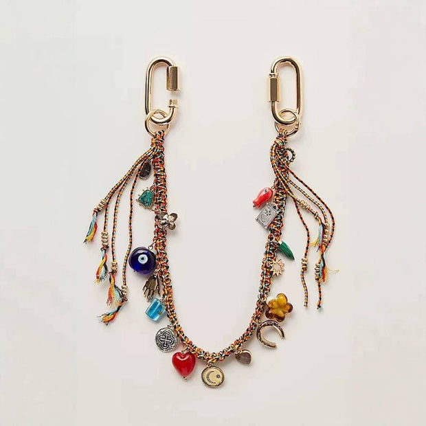 Trendy Evil Eye Braided Rope Bagpack Charm JJL3541