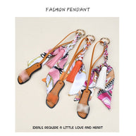 H-Style Slipper Keychain | Leather Tassel Ribbon Bag Charm