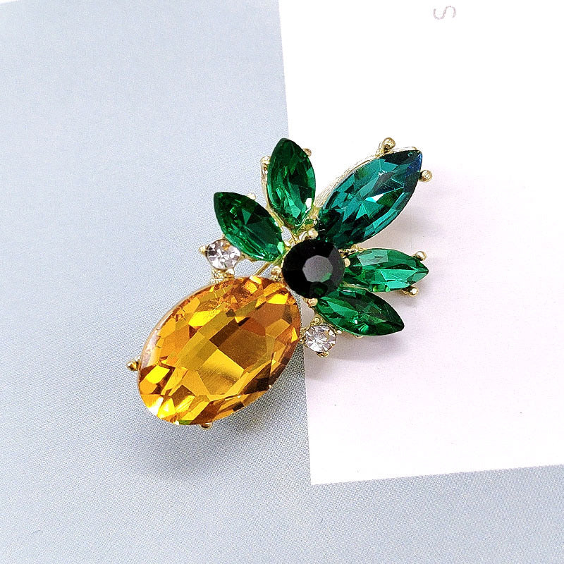 Cute Pineapple Brooch | Crystal Fruit Pin | Women's Gift