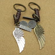 Antique Wing Keychain | Distressed Leather Braided Key Fob