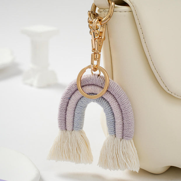 Handmade Fashion Cotton Boho Rainbow Keychain Charm JXK68215