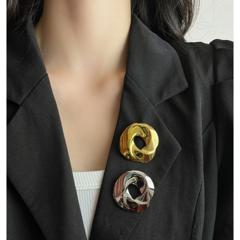 Geometric Cut-Out Pin | Luxury Winter Lapel Brooch for Coats