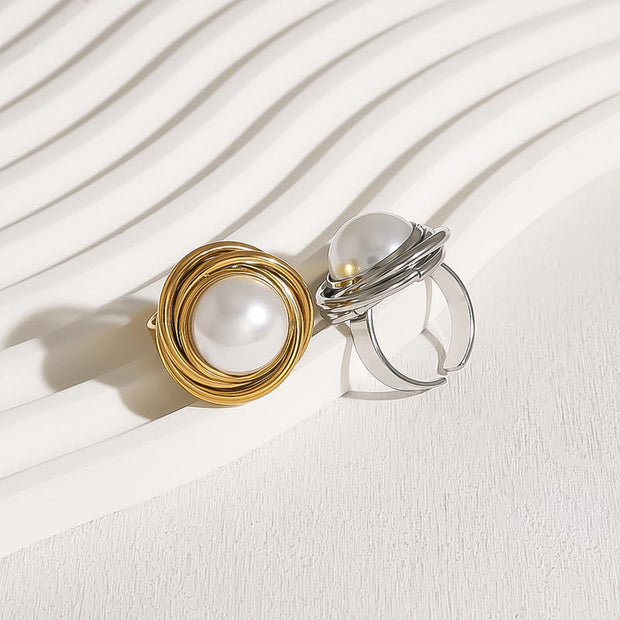 Pearl Ribbed Open Ring JSR020047