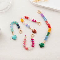 Sweet Titanium Steel Colorful Beaded Keychain Bag Charm DIY