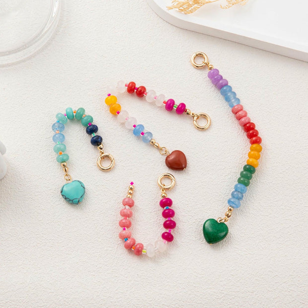 Sweet Titanium Steel Colorful Beaded Keychain Bag Charm DIY
