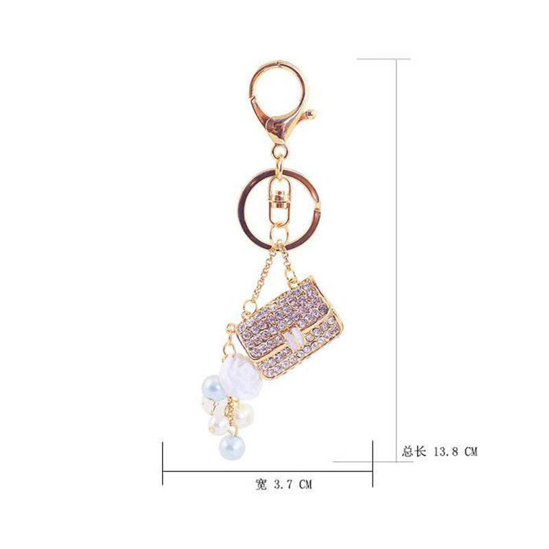Camellia Keychain | Rhinestones Car Charm | Women's Purse