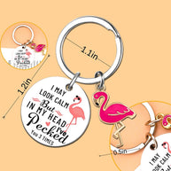 Flamingo Keychain | Enamel Round | Christmas Gift