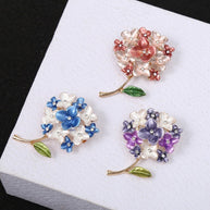 Rhinestone Flower Brooch | Korean Enamel Lapel Pin for Suits