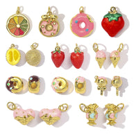 Fruit Donut Pendant | Durian Strawberry Enamel Charm