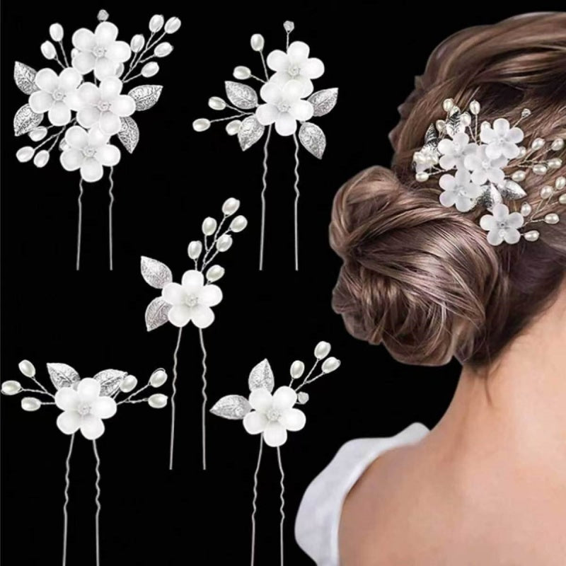 Acrylic Leaf Hair Pin | U-Shape Bridal Hair Clip for Wedding