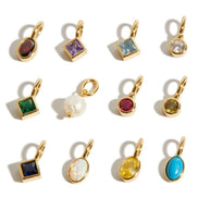 Multi Shape 12 Birthstones Pendant Gold Plated DIY JX061404M