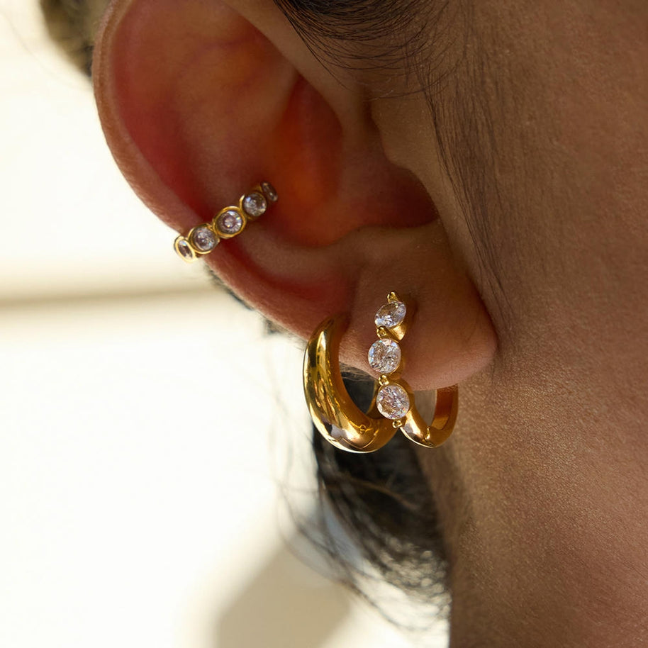 Zircon Hoop Earrings | Gold Plated Luxury | Stainless Steel