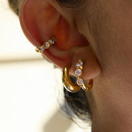 Zircon Hoop Earrings | Gold Plated Luxury | Stainless Steel