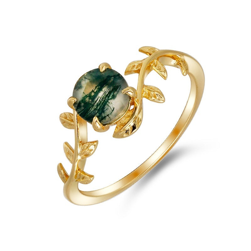 Moss Agate Leaf Ring GS2503
