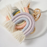 Handmade Fashion Cotton Boho Rainbow Keychain Charm JXK68215
