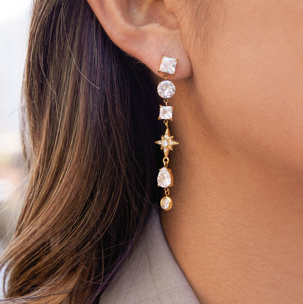 Stainless Zircon Earrings | Fringe Luxury | Hypoallergenic