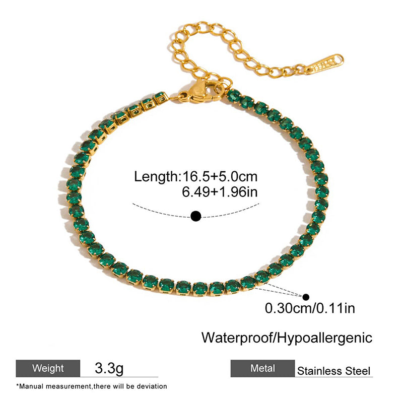 Green Cubic Zirconia Tennis Bracelet JXB0112060-GN-2