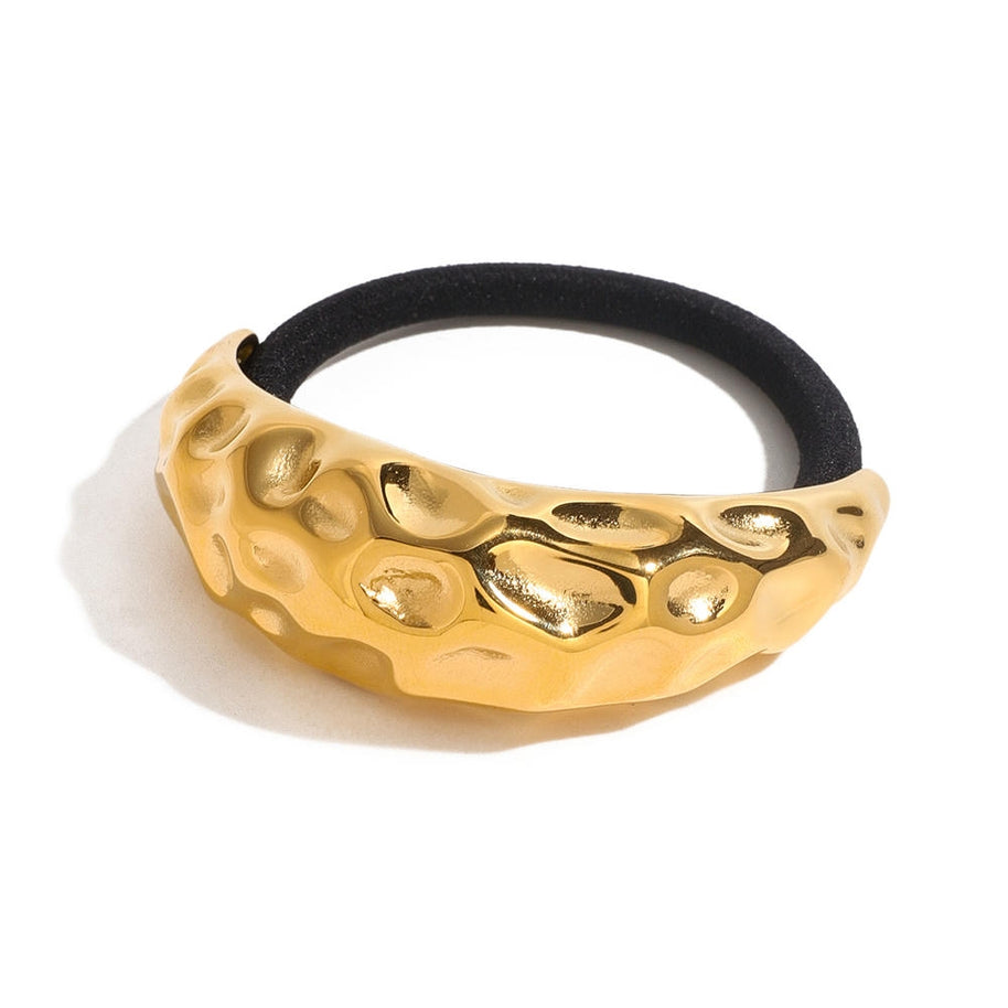 18K Gold C Shape Hair Tie Ponytail Holder JXH2408010