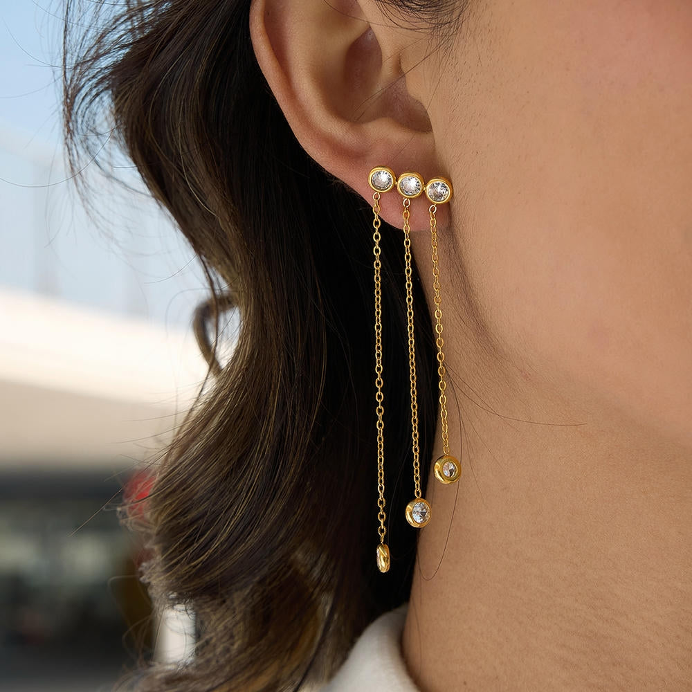 Luxury Zircon Earring | Fringe Drop | Stainless Steel Unique