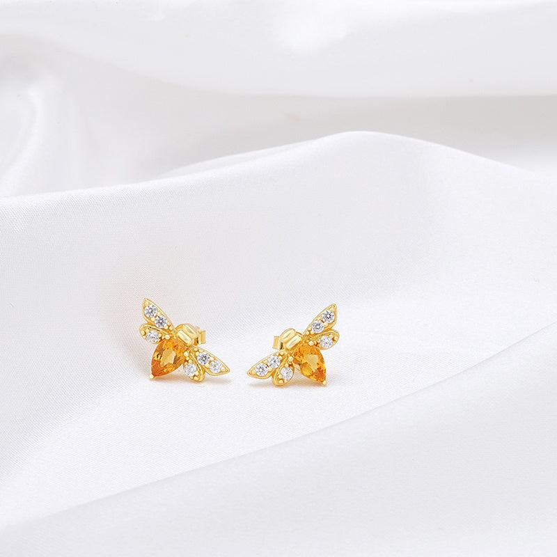 Citrine Bee Stud Earring