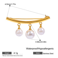 Pearl Pendant Brooch | Minimalist Adjustable Bar Pin Women