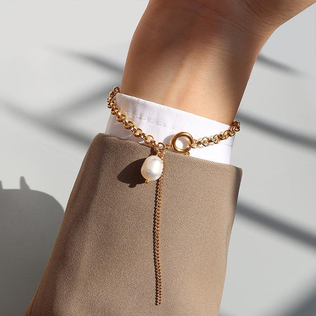 Pearl Rolo Chain Bracelet