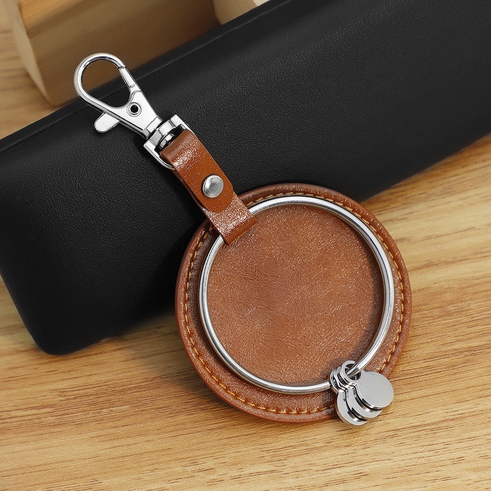 Leather Keychain | Round Bag Charm | Unisex DIY