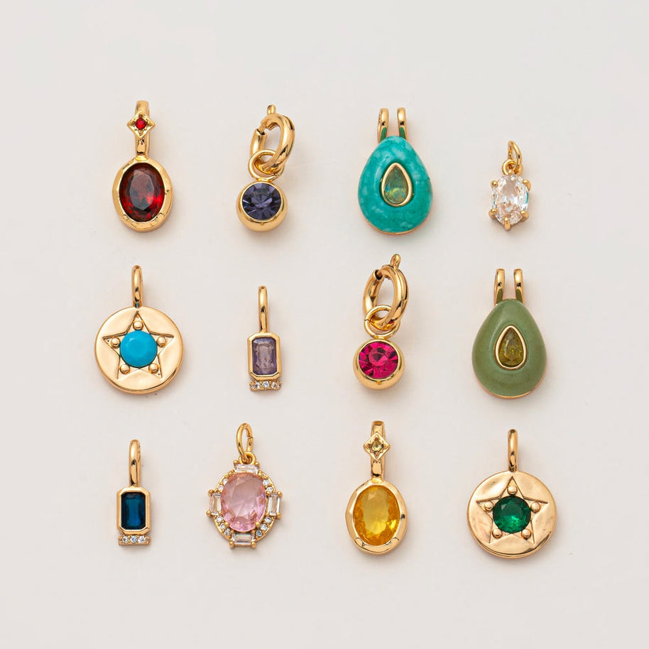 Adjustable Chain 12 Birthstones Pendant 18K Gold JX010405GK