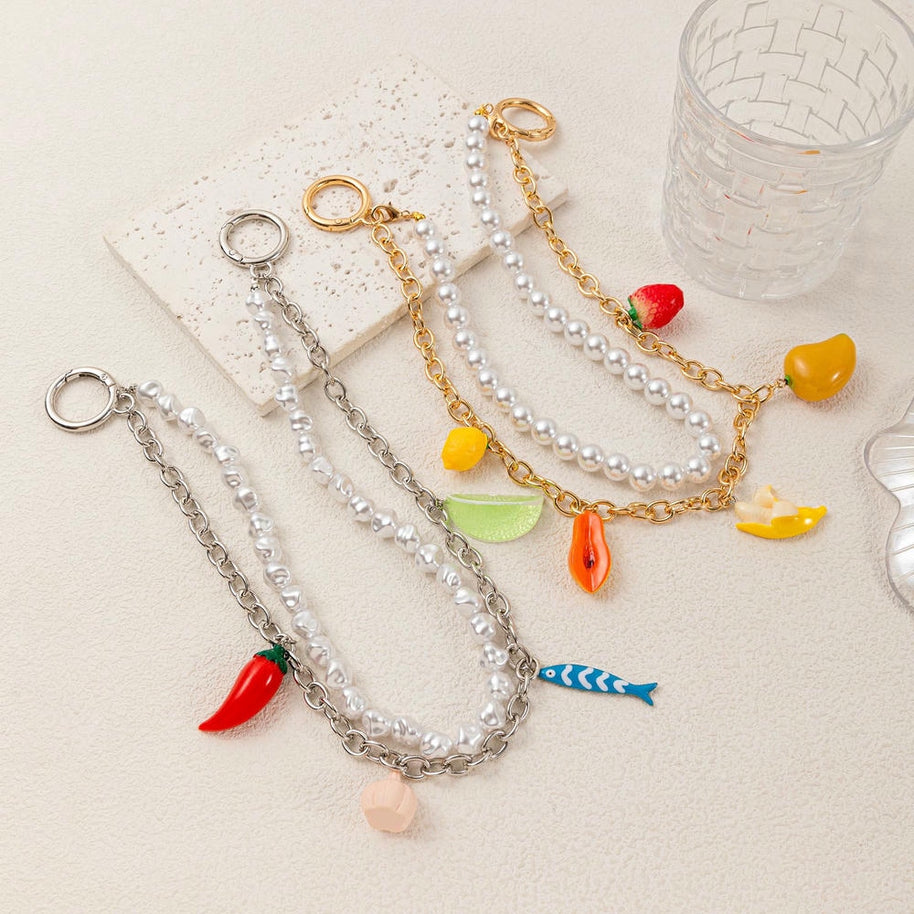 Double-Layered Beaded Fruit Pendant DIY Bag Charm JX251701Q01