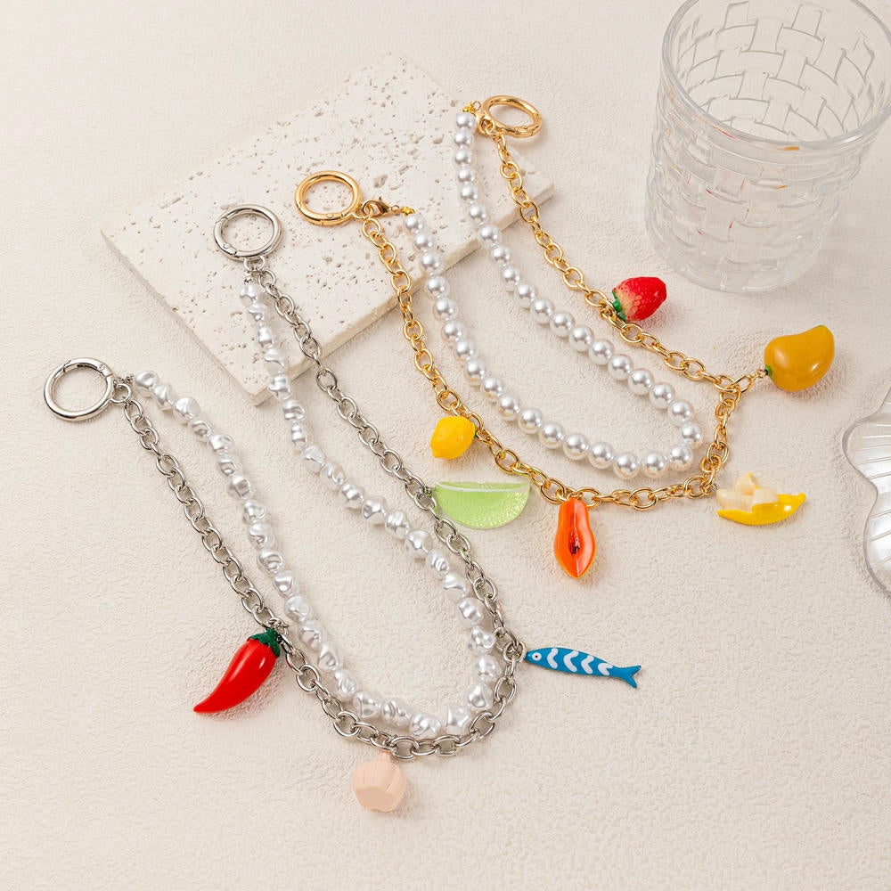 Double-Layered Beaded Fruit Pendant DIY Bag Charm JX251701Q01