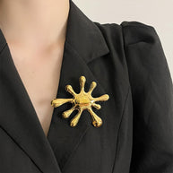 Firework Brooch | Polished Metal Statement Pin for Blazers