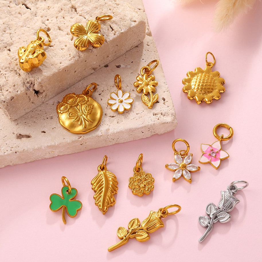 Delicate Rose Sunflower Pendant Necklace Bracelet Charm