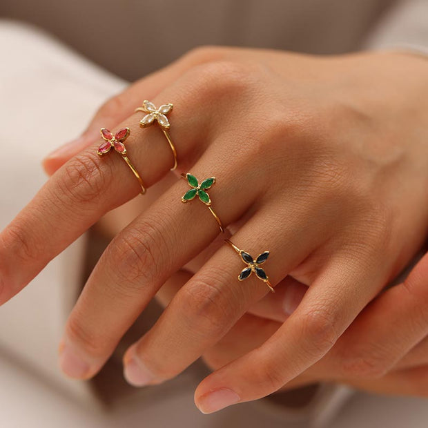 Four-leaf Clover Open Ring JSR22042606