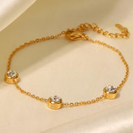 White Zircon Bracelet Gold Plated