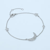 Sterling Silver Moon And Star Bracelet