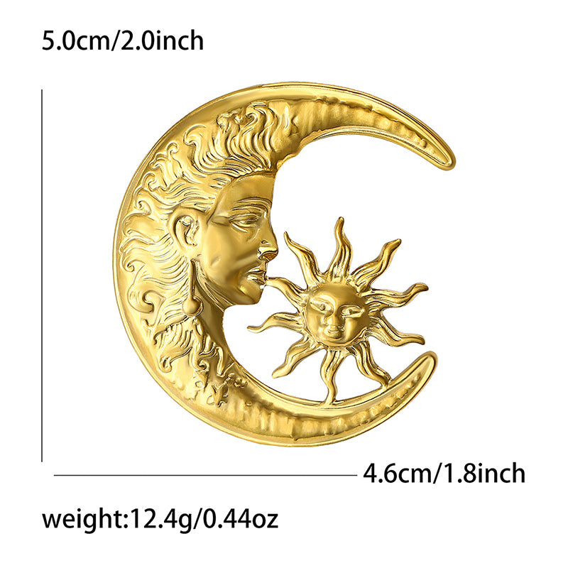 Moon and Star Brooch | Stainless Steel Relief Workmanship