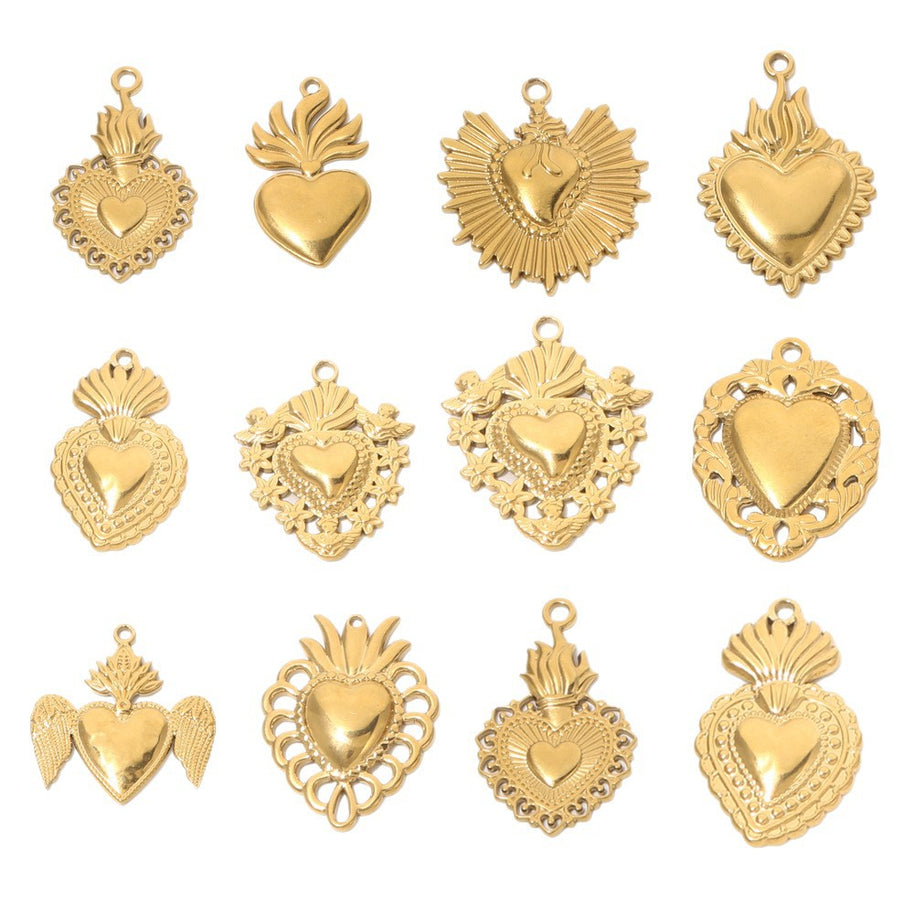 DIY Heart Pendant Steel 18K Gold Plated Handmade Jewelry