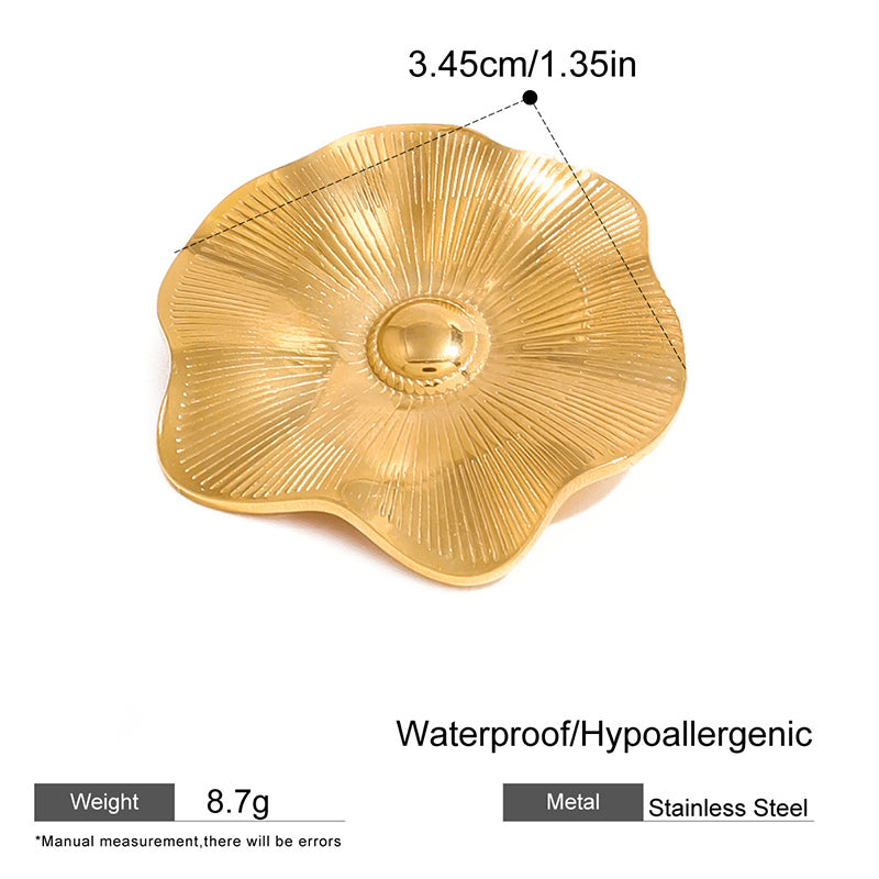 Textured Floral Brooch | Stainless Steel Minimalist Suit Pin