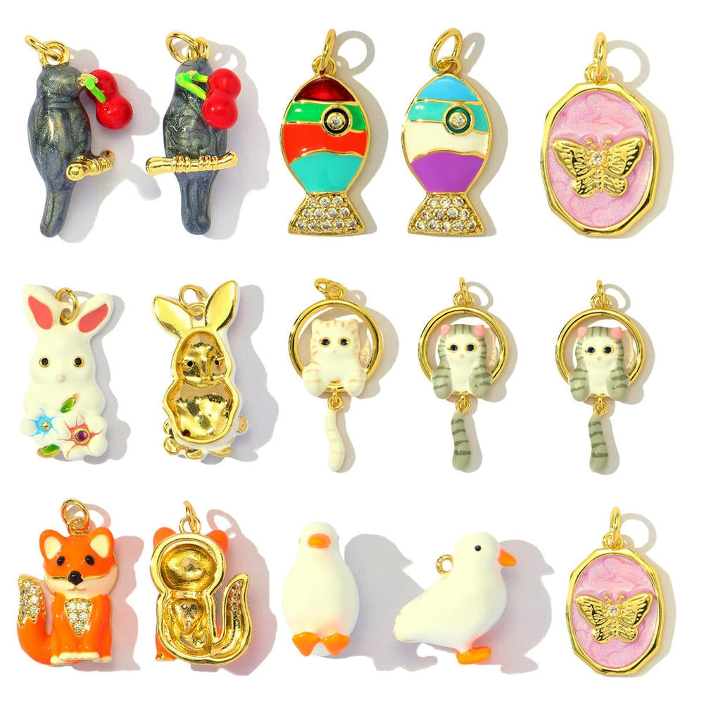 Cat Parrot Pendant | Cute & Cuddly Enamel Animal Love Charm