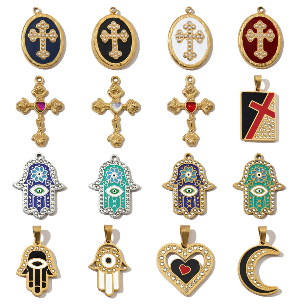 Modernist Hand Eye Pendant | Geometric Love Cross Charm